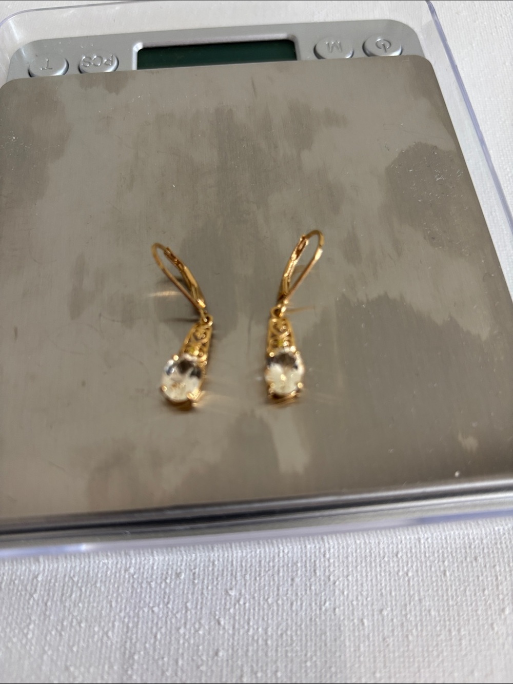 JTV Gold-Tone Drop Earrings with Clear Stones